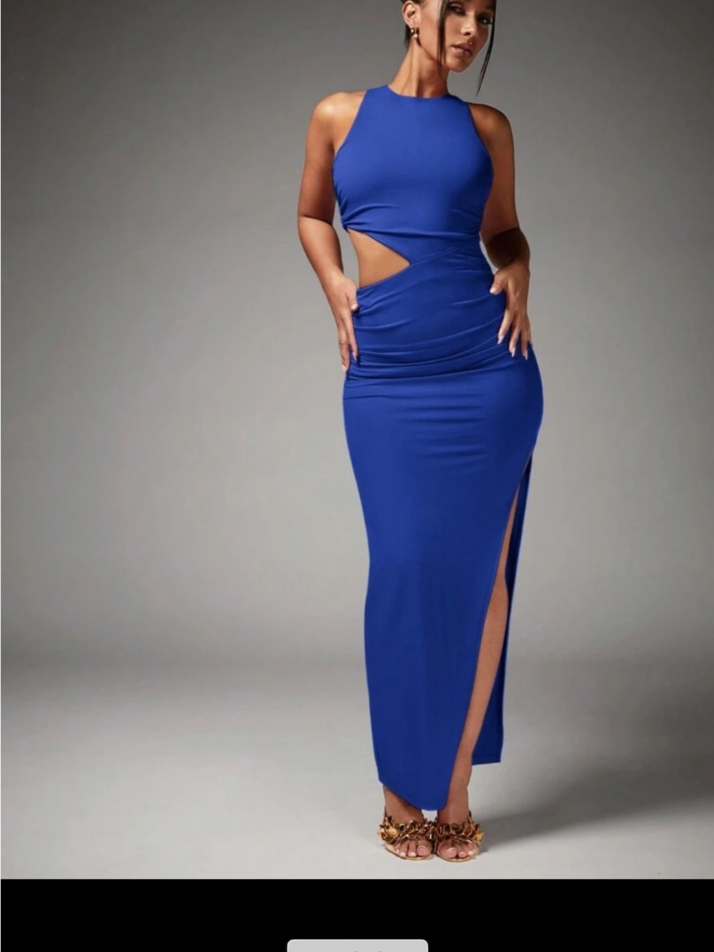 SHEIN Electric Blue Cutout Maxi Dress with Side Slit